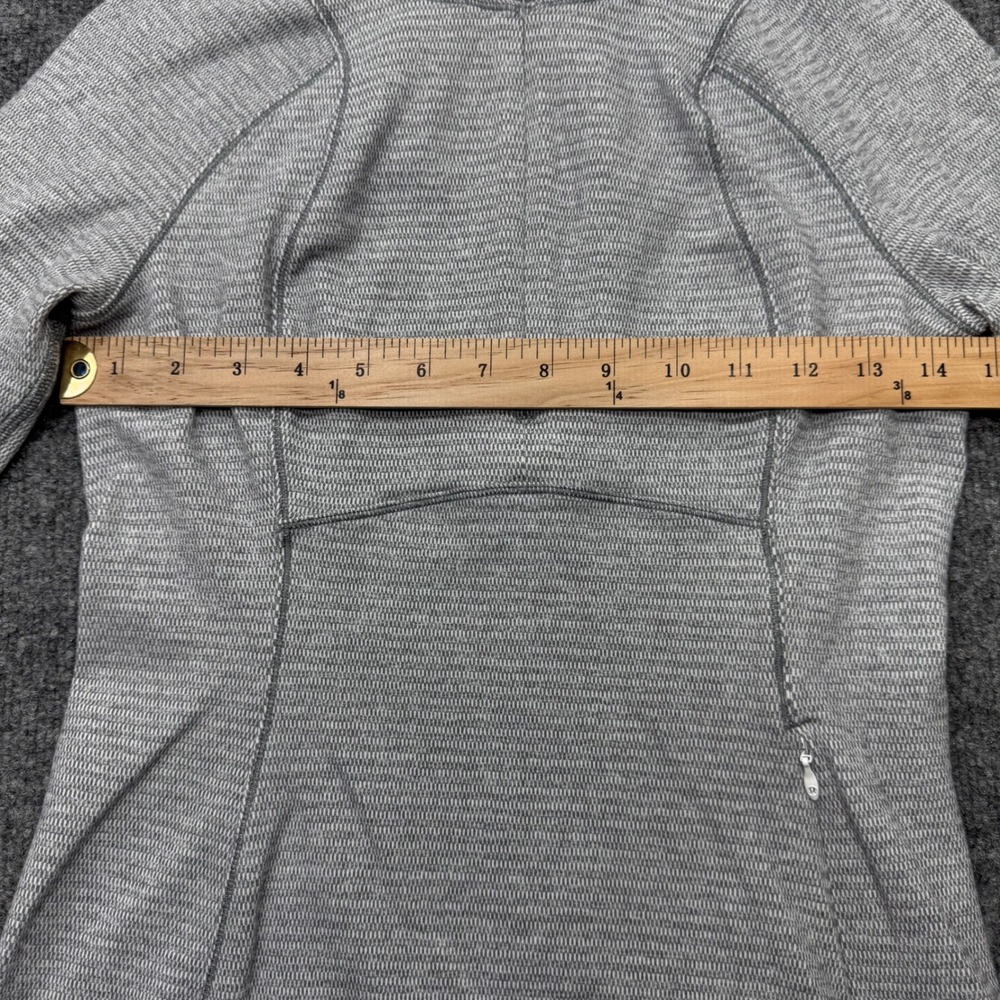 Lululemon Grey Space Dye Quarter Zip Pullover Thumbhole Active Top Size 6 - Picture 4 of 9